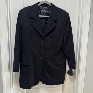 Escada‎ by Margaretha Ley EU size 44 US 12-14 Blazer Black Wool Cashmere Blend
